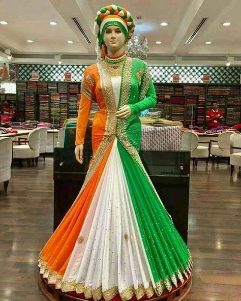 Imaginative tri colour girl  dress Indian Flag Colors, Visual Merchandising Fashion, Fancy Dress Competition, Flag Dress, Patriotic Dresses, Happy Republic Day, India Dress, Live Shop, Sarees For Women