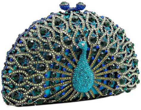 LuxMob Luxmob Crystal Peacock Clutch Peacock Clutch, Peacock Purse, Crystal Purse, Peacock Colors, Green Handbag, Crystal Clutch, Bags Black, Evening Purse, Vintage Purses