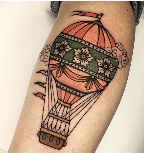 Ballon Tattoo, Angelique Houtkamp, Traditional Tattoo Meanings, Tattoo Dublin, Snake Heart, Hot Air Balloon Tattoo, Air Balloon Tattoo, Lantern Tattoo, Balloon Tattoo