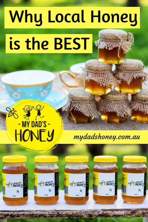 One of the best ways to ensure that you're getting high-quality, nutrient-dense honey is to buy it locally! Read our blog to know the great benefits of buying local honey and why it is the best option. Encourage your family & friends to buy local honey by sharing this post!  #MyDadsHoneyBlog #Honey #Honeyblog #honeyrecipe #beeswax #beeswaxwraps #beeswaxcandle #australia #lifestyleblog #organichoney Health Benefits Of Honey, How To Keep Honey From Hardening, Honey For Sore Throat, Benefits Of Local Honey, Honey Facts Benefits Of, Health Benefits Of Raw Honey, Honey Uses, Types Of Honey, Bees Wax Wraps