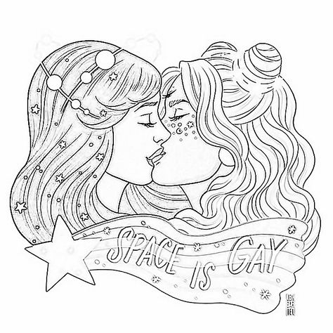 Pride Colouring Pages, Queer Coloring Pages, Wlw Coloring Pages, Lgbtq Coloring Pages, Lesbian Coloring Pages, Pride Coloring Pages, Adult Coloring Books Swear Words, Optical Illusion Tattoos, Illusion Tattoos