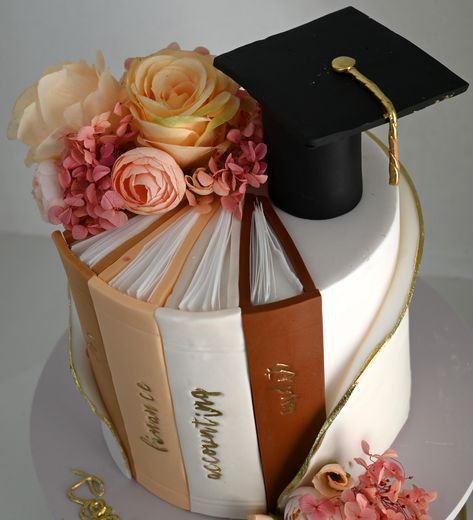 Masters Degree Cake Ideas, Since You Got Your Degree Cake, Unique Graduation Cakes Design, Graduation Book Cake, Book Themed Cake, Book Cake Topper, Phd Cake, Degree Cake, Lawyer Cake