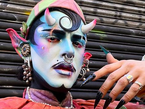 Jenkin van Zyl Jenkin Van Zyl, Uncanny Makeup, Drag Creature, Clown Drag, Horror Drag, Alternative Drag, Drag Aesthetic, Drag King Makeup, Diy Horns