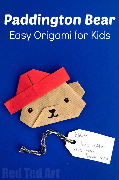 Bear Origami, Origami Bear, Paddington Bear Party, Oso Paddington, Origami For Kids, Basic Origami, Easy Origami For Kids, Bear Craft, Diy Gifts To Make