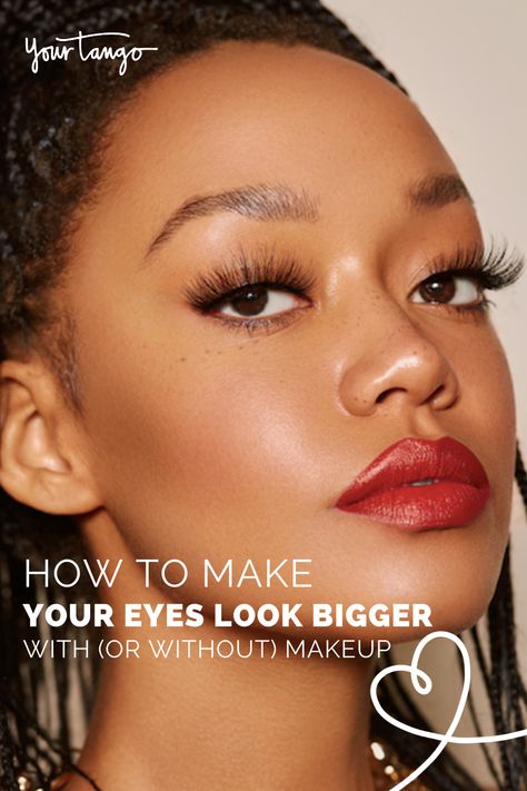 How To Make Your Eyes Look Bigger With Or Without Makeup | YourTango Makeup For Small Eyes To Look Bigger, Makeup To Make Eyes Look Bigger, How To Make Eyes Look Bigger, How To Make Your Eyes Look Bigger, Eyeliner For Small Eyes, Make Eyes Look Bigger, Eyeliner And Eyelashes, Make Eyes Bigger, Make Your Eyes Look Bigger