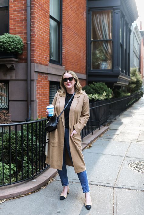 J Crew Ella Sweater Blazer Outfit, Blue Jeans Outfit Ideas, Sweater Blazer Outfit, Outfit Ideas With Jeans, Blue Jeans Outfit, Cap Toe Shoes, Blue Jean Outfits, Top With Jeans, Casual Fall Outfit