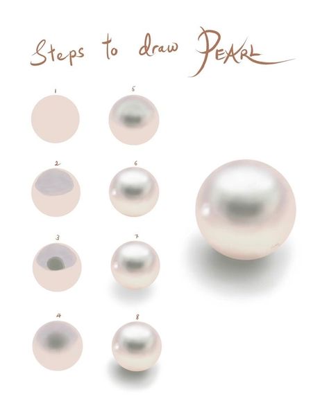 How To Draw A Pearl Step By Step, How To Paint A Pearl, Pearl Painting Tutorial, Pearl Drawing Tutorial, How To Draw Pearls, Medium Drawings, Pearls Drawing, Small Art Projects, Pearl Drawing