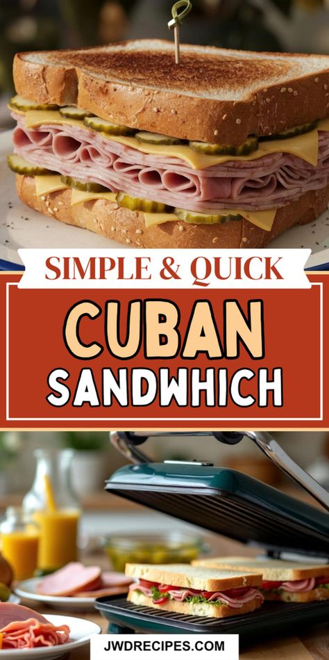 If you're in the mood for a mouthwatering Cuban sandwich but pressed for time, this quick and easy recipe is your go-to. Packed with genuine Cuban flavors, it's ideal for a hassle-free weeknight dinner. Explore more delicious recipes at www.jwdrecipes.com. Cuban Food Recipes Easy, Easy Cuban Sandwich, Cuban Sandwich Recipes, Cuban Sandwich Recipe, Cuban Sandwiches, Lunch Meals, Cuban Sandwich, Meat Sandwich, Caribbean Food