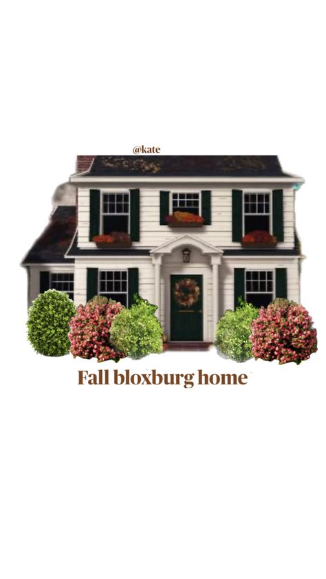 Fall bloxburg house idea layout not my build Bloxburg 80s House, Neighborhood Layout Bloxburg, Autumn Bloxburg House, Bloxburg Victorian House, 80s House, Fall Bloxburg, Decal Codes, Bloxburg Decal Codes, Starter Home