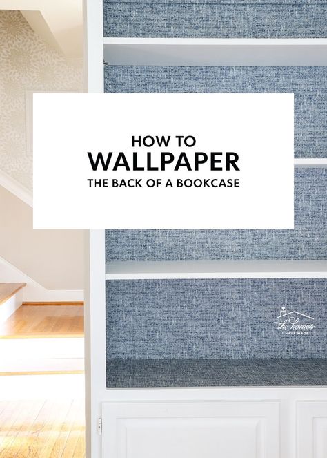 Wallpaper Bookcase Built Ins, Update Bookcase Built Ins, Built In Shelves Painted Back, Wallpaper Backed Bookshelves, Built In Bookcase With Wallpaper Backing, Decorating Ideas For Built In Bookcases, Wallpaper Backing Bookcase, Wallpaper Back Of Built Ins, Wallpaper Built In Shelves Living Room