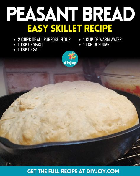 5-Ingredient Peasant Bread Recipe 5 Ingredient Bread, Soft Sandwich Bread Recipe, Peasant Bread Recipe, Cornbread Muffins Recipe, Peasant Bread, Apple Bread Recipe, Bread To Make, Chili And Cornbread, Easy Skillet Meals