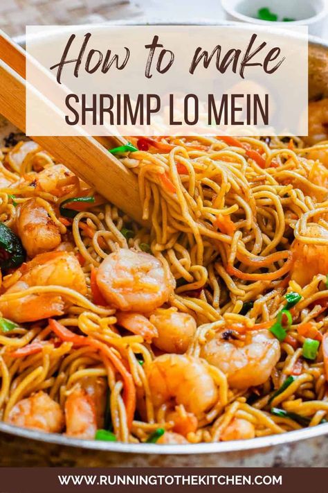 Enjoy the taste of takeout at home with this easy to make shrimp lo mein recipe. Surprisingly easy to throw together and packed with flavor, this is a Chinese noodle dish that's restaurant-quality! Shrimp Lo Mein Recipe Easy, Lo Mien, Shrimp Noodles Recipes, Shrimp Lo Mein Recipe, Veggies And Noodles, Takeout At Home, Shrimp Lo Mein, Chinese Noodle Dishes, Chinese Noodle Recipes