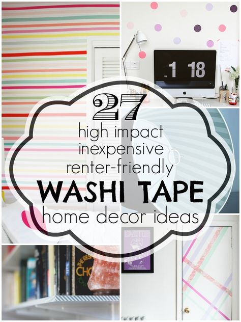 Washi Tape Home Decor Ideas | Remodelaholic.com #washitape #homedecor #renterfriendly @Remodelaholic .com Washi Tape Wall Art, Washi Tape Wall, Tape Wall Art, Washi Tape Projects, Washi Tape Ideas, Tape Wall, Tape Projects, Tape Ideas, Washi Tape Crafts