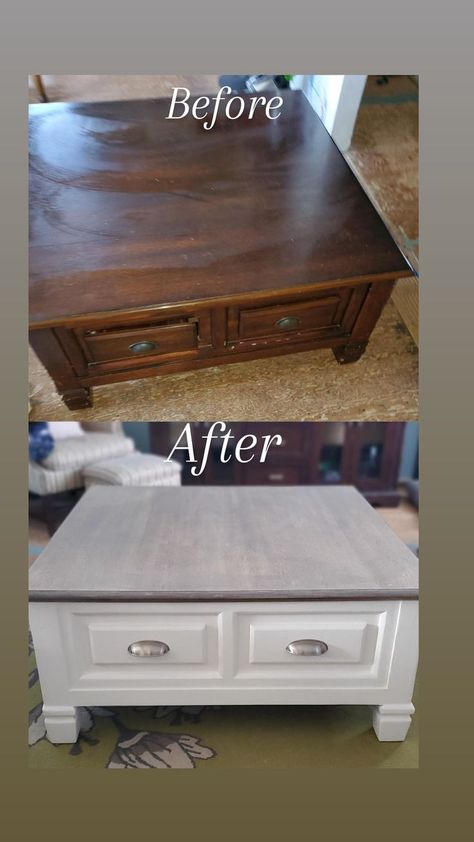 Wood Coffee Table Makeover, Coffee Table Redo, Table Redo, Coffee Table Makeover, Painted Coffee Tables, Multifunctional Furniture Small Spaces, Coffee Table Grey, Diy Bathroom Furniture, Pallet Furniture Living Room