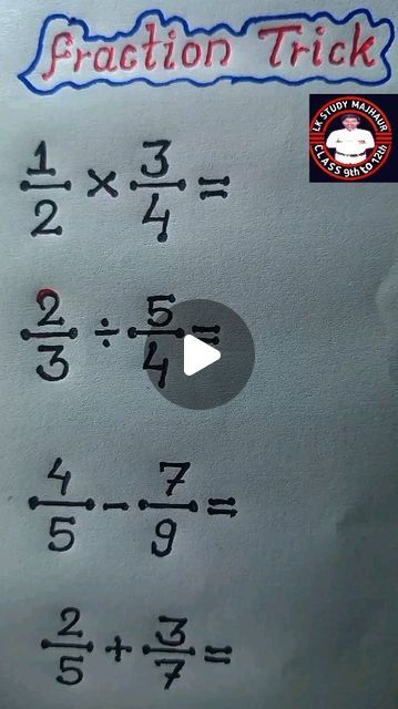 Lkstudy on Instagram: "Fraction Trick 🤯#reels #maths" Maths Tricks, Math Tricks, Math Class, On Instagram, Instagram