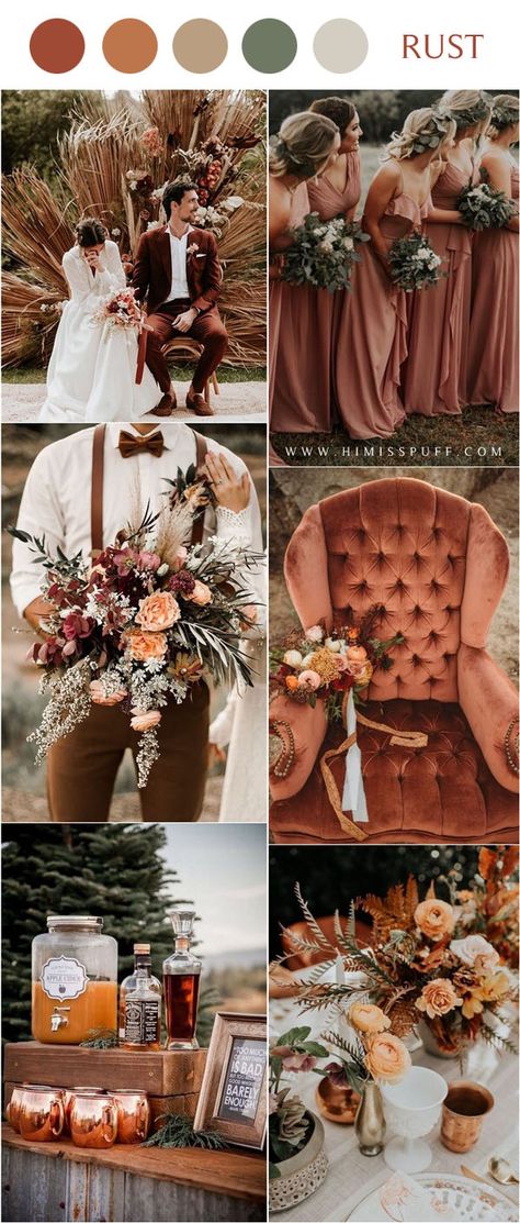 rust fall dusty orange wedding color ideas Orange Wedding Colors, Fall Wedding Color Schemes, Chic Living Room Decor, Bohemian Chic Decor, Wedding Themes Fall, Have Inspiration, Wedding Theme Colors, Future Wedding Plans, Orange Wedding