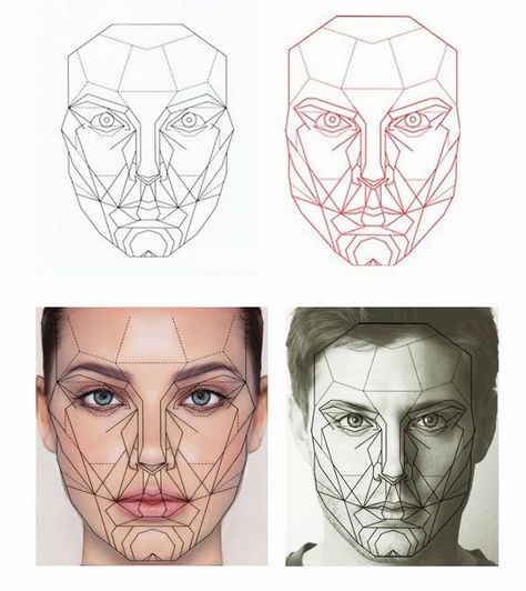 Geometric Face Drawing, Medicine Aesthetic, Surgery Aesthetic, Aesthetic Dental, What Is Beauty, Distortion Art, Geometric Face, Face Proportions, Polygon Art