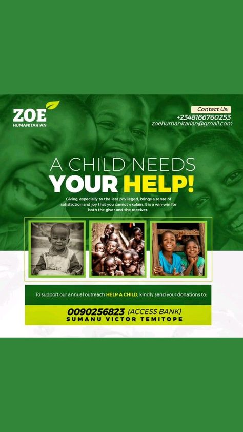 Flyer design for Zoe Humanitarian Ngo Flyers Design, Ngo Poster Design, Donation Flyer Design, Charity Flyer Design, Outreach Flyer Design, Donation Flyer, Donation Poster, Work Posters, Charity Poster