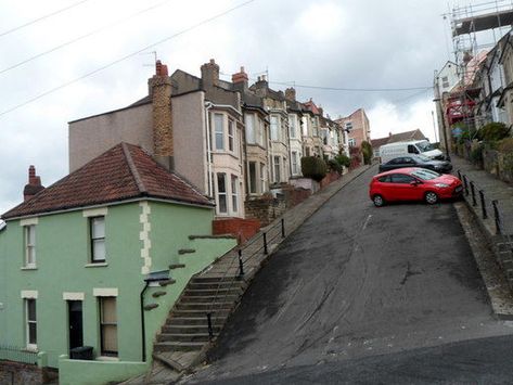 Vale Street – Bristol, England - Atlas Obscura Structures Architecture, Bristol Street, Falling Waters, Dubai Skyscraper, Dangerous Roads, Los Angeles Neighborhoods, Bristol England, Valley Road, Mount Washington