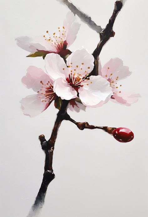 Cherry Blossom White Space Check more at https://qomart.com/cherry-blossom-white-space/ Cherry Blossom White, Cherry Blossom Painting, Art Dance, White Cherry Blossom, Chinese Calligraphy, Japanese Painting, Botanical Drawings, White Space, Cherry Blossom