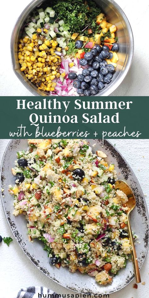 Quinoa Blueberry Salad, Lemon Olive Oil Dressing, Summer Quinoa Salad, Vegan Quinoa Salad, Potluck Side Dishes, Zucchini Banana Bread, Birth Recovery, Summer Potluck, Olive Oil Dressing