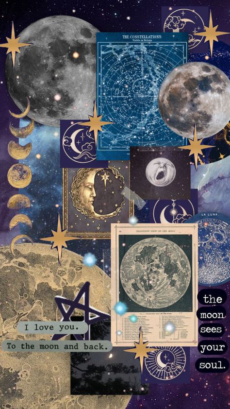 #moon #moonaestetic #vintage #vintageaesthestic #vintagemoon #aesthetic #moodboard #collage Themed Collage, Collage Wallpapers, Esthetician Room Decor, Moodboard Collage, Esthetician Room, Scrapbook Cover, Aesthetic Galaxy, Moon Journal, Vintage Moon