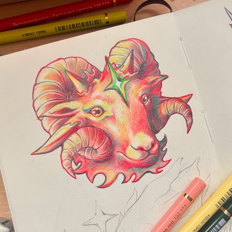 Ram sticker design 🐏 Up next: the swan! - #ramdrawing #goatart #goatdrawing #colourpencilart #colourpencildrawing #fabercastellpolychromos #artwork🎨 Birthday Sketches, Goat Art, Faber Castell Polychromos, Posca Art, Sketchbook Drawings, Crayon Art, Creature Drawings, Arte Sketchbook, Digital Art Illustration