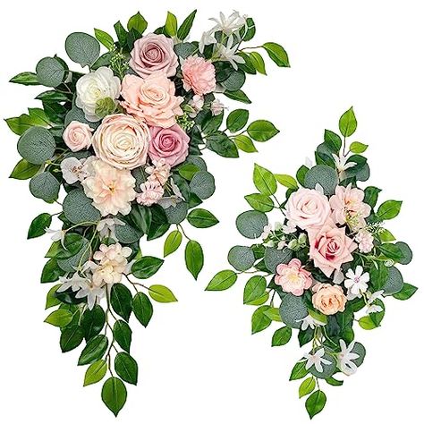 Sweetheart Table Flowers, Faux Flowers Wedding, Decorate Wedding, Flower Swag, Reception Backdrop, Wedding Background Decoration, Flowers For Wedding, Flowers Easy, Flower Arch