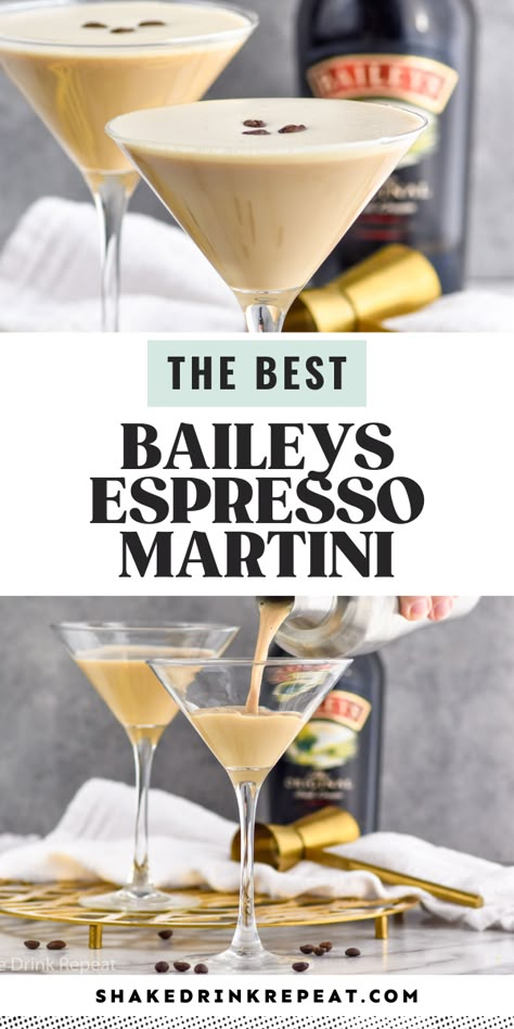 Baileys Espresso, Martini Recipes Easy, Sweet Martini, Shake Drink, Baileys Drinks, Espresso Martini Recipe, Baileys Recipes, Martinis Drinks, Mixed Drinks Alcohol