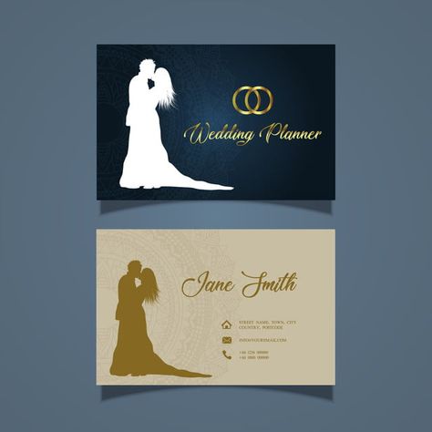 Elegant Business Card Design For A Wedding Planner Wedding Coordinator Business, Visiting Cards Design, Wedding Planner Business Card, Vintage Wedding Invitation Cards, Event Planner Business Card, Wedding Business Card, Elegant Business Cards Design, Event Planning Business Cards, Wedding Planner Business