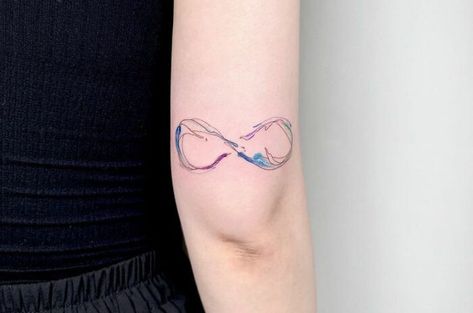 Infinity Wave Tattoo Infinity Tattoo With Waves, Infinity Knot Tattoo, Infinity Tattoo Family, Infinity Arrow Tattoo, Heart With Infinity Tattoo, Infinity Tattoo With Feather, Tattoo 3d, Infinity Tattoo Designs, Tattoo On Hand