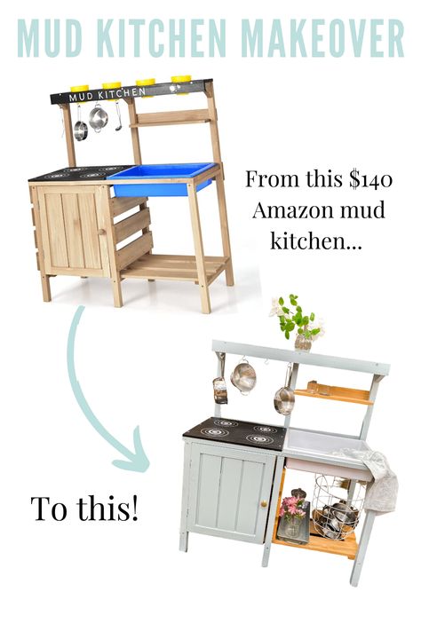 My Mud Kitchen Makeover - The Mama Notes Outdoor Play Kitchen, Mud Kitchen For Kids, Subscriptions For Kids, Mud Kitchen, Diy Basket, Nature Play, Rattan Basket, Kids Kitchen, Machine Learning Models