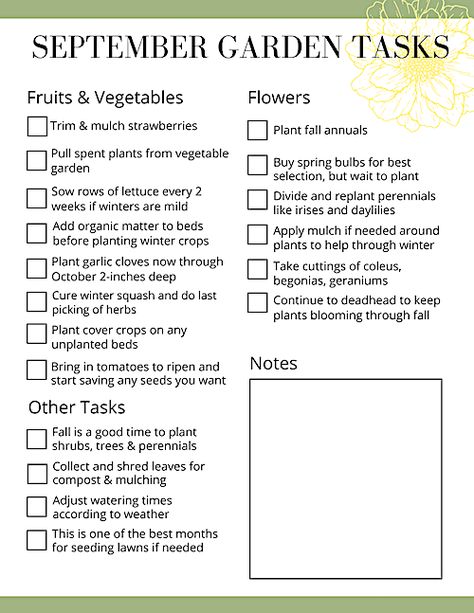 September Garden Chores & Tasks (PNW & Similar Zones) - An Oregon Cottage Garden Tasks By Month, March Garden Checklist, September Gardening, September Garden, Oregon Cottage, Garden Checklist, Oregon Garden, Vegetable Garden Planning, Vegetable Garden Diy