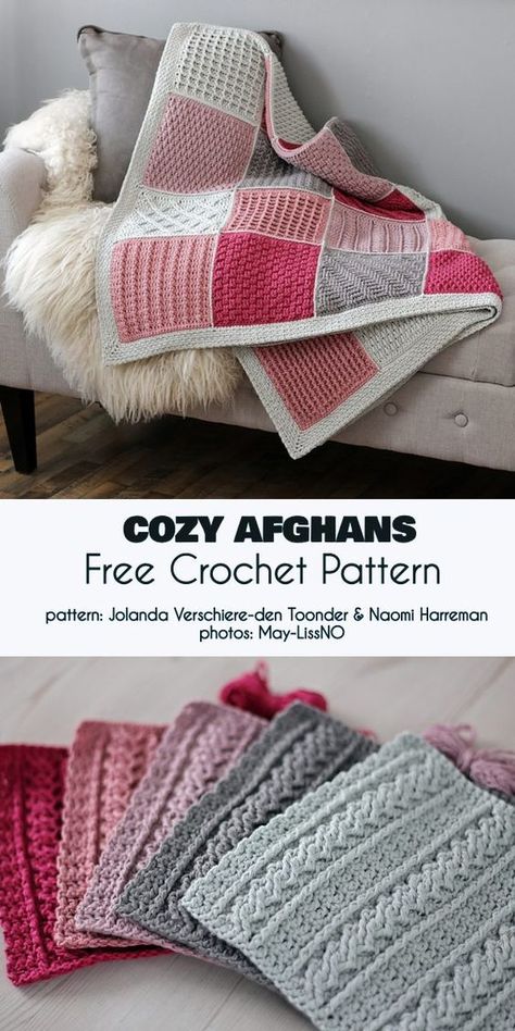 Cozy Afghans Free Crochet Patten #freecrochetpatterns #crochetafghanpattern Crocheted Afghans, Confection Au Crochet, Crochet Geek, Haken Baby, Crochet Afghans, Afghan Crochet Patterns, Crochet Squares, Crochet Granny, Knitted Blankets