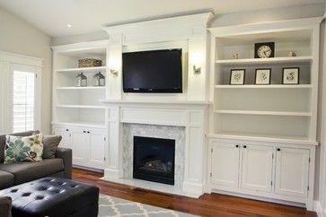 Electric Fireplace With Bookshelves - Foter Bookshelves Around Fireplace, Fireplace Bookcase, Tv Above Fireplace, Tv Over Fireplace, Sofa Santai, Fireplace Bookshelves, Fireplace Built Ins, Flat Screen Tv, Home Fireplace