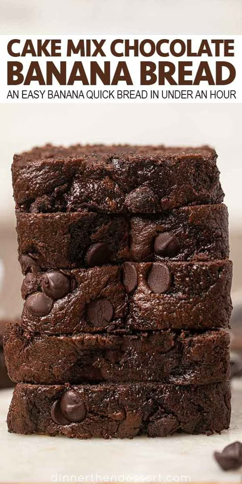 Banana Quick Bread, Cake Mix Banana Bread, Chocolate Cake Mix Recipes, Chocolat Cake, Chocolate Banana Bread Recipe, Recipes Using Cake Mix, Banana Bread Cake, Boxed Cake Mixes Recipes, Chocolate Banana Cake