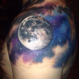 Moon Cloud Tattoo Sleeve, Sky Tattoos, Full Moon Tattoo, Tattoo Moon, Tattoos Infinity, Universe Tattoo, Galaxy Tattoo, Cloud Tattoo, Muster Tattoos