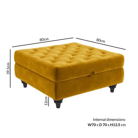 Mustard Yellow Ottoman, Footstools Ideas Living Room, Mustard Ottoman, Yellow Ottoman, Footstool With Storage, Flat Renovation, Living Room Color Combination, Room Color Combination, Velvet Footstool