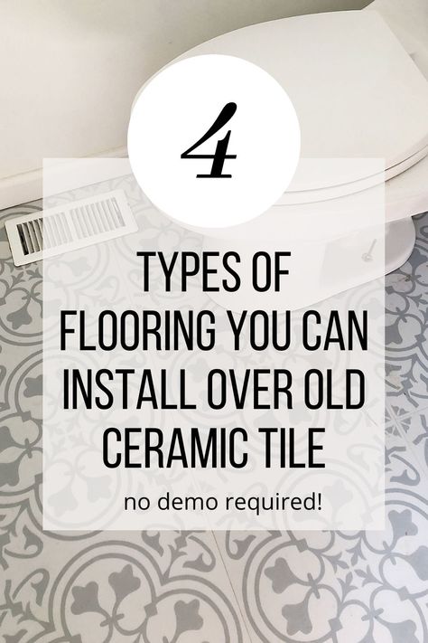 What Type of Flooring Can You Install Over Ceramic Tile? Vinyl In Bathroom, Luxury Vinyl Tile Flooring Bathroom, Vinyl Tile Flooring Bathroom, Vinyl Tile Bathroom, Painting Ceramic Tile Floor, Tile Over Tile, Different Types Of Flooring, Tile Floor Diy, Type Of Flooring