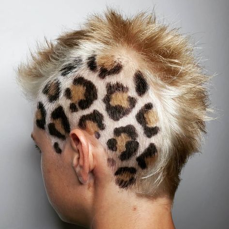 Tiger Stripes Hair, Cheetah Print Hair, Shaved Head Designs, Hair Print, Buzzed Hair, Shaved Hair Designs, Leopard Print Hair, Leopard Hair, Bald Hair