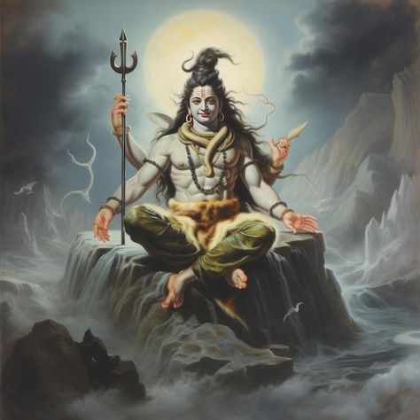 Photo lord shiva sitting on rock amazing... | Premium Photo #Freepik #photo #mahadev #shiva #shiv #shivaratri Aadi Yogi, Shivji Images, Lord Shiva Names, Lord Shiva Mantra, Mahakal Shiva, Pictures Of Shiva, Har Mahadev, Lord Shiva Hd Wallpaper, Shiva Wallpaper