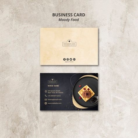 Moody food restaurant business card conc... | Free Psd #Freepik #freepsd #business-card #food #business #card Advertising Design Layout, Restaurant Business Cards, Visit Card, Cd Design, Graphics Design Ideas, Restaurant Business, Visiting Card Design, Food Business, Marketing Director