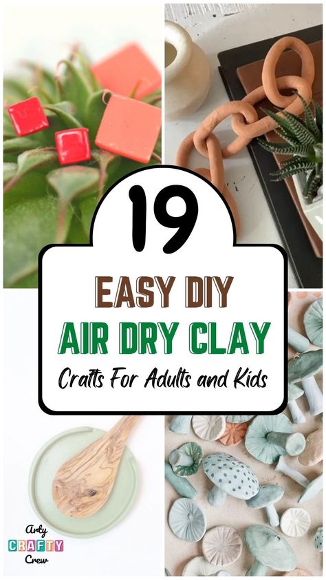 Looking for a fun craft? Try these easy DIY air dry clay crafts perfect for kids and adults. Tutorial curated by Arty Crafty Crew. Air Dry Clay Projects Adults, Air Dry Clay Crafts For Adults, Kids Air Dry Clay Projects, Easy Air Dry Clay Projects Diy Tutorial, Air Dry Clay Animals Easy, Things To Make With Air Dry Clay Ideas, Goodwill Crafts, Air Dry Clay Gift Ideas, Air Dry Clay Pottery