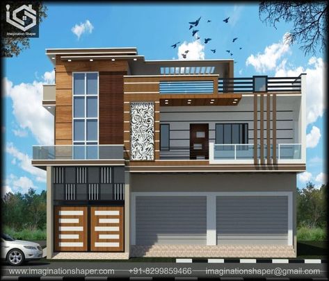 house-front606 Elevated House Design, Front Building Design, Design Elevation, Commercial Space Design, 3 Storey House Design, Apartments Exterior, Commercial Design Exterior, 2 Storey House Design, House Outer Design