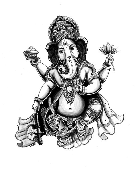 Ganesh and his elephant's head - Coloring page of Ganesha, God of wisdom, awarness and intelligence. From the gallery : India  Bollywood. Keywords : Genius, God. Just Color : Discover all our printable Coloring Pages for Adults, to print or download for free ! Ganesha Tattoo Mandala, Ganesha God, Ganesh Tattoo, Hindu Tattoo, God Of Wisdom, Thailand Tattoo, Mandala Elephant, Ganesha Tattoo, Vintage Coloring Books