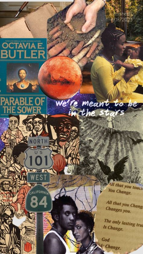 Parable Of The Sower Octavia Butler Aesthetic, Parable Of The Sower Octavia Butler, Octavia Butler, Parable Of The Sower, Diy Poster, Tiktok Ideas, English Major, Book Aesthetics, Poster Ideas