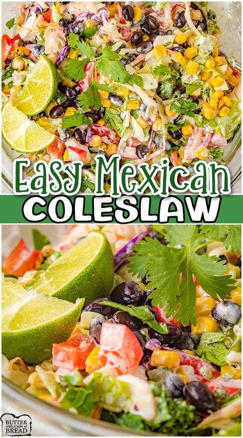 Mexican Coleslaw Recipe, Mexican Coleslaw, Caldo Recipe, Mexican Slaw, Mexican Vegetables, Taco Recipes Mexican, Cilantro Corn, Taco Side Dishes, Coleslaw Recipe Easy