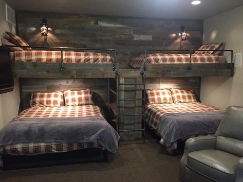 Bunk Room Ideas, Bunk Bed Rooms, Bunk Beds Built In, Built In Bunks, Bunk Rooms, Boho Bedroom Ideas, Cabin Interiors, Dekorasi Kamar Tidur, Bunk Room