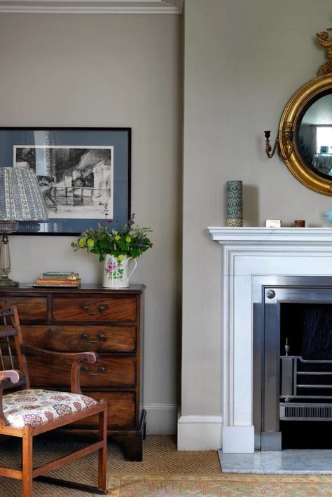 North Facing Rooms, Rooms Design Ideas, Farrow And Ball Living Room, Georgian Interiors, Rooms Design, Wall Colour, White Interior Design, Bedroom Fireplace, Traditional Interior Design