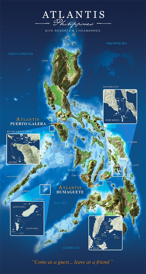 Philippines map with Atlantis Dive Resorts and Liveaboards locations. Fictional Country, Puerto Galera, Philippine Map, History Of Earth, Atlantis The Lost Empire, Dive Resort, Fantasy World Map, West Papua, Ancient Kingdom